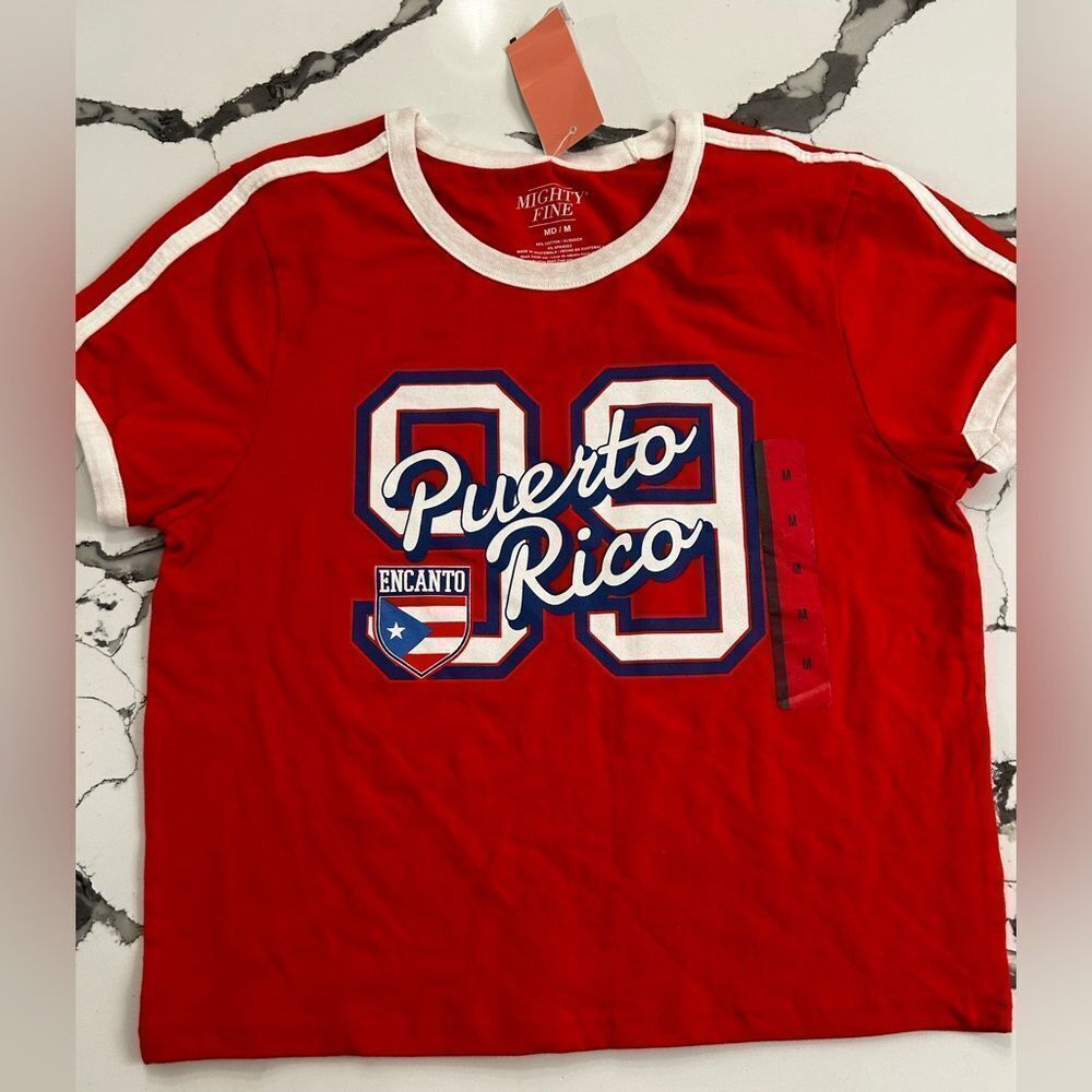 Mighty Fine Red Puerto Rico Graphic Tee NWT